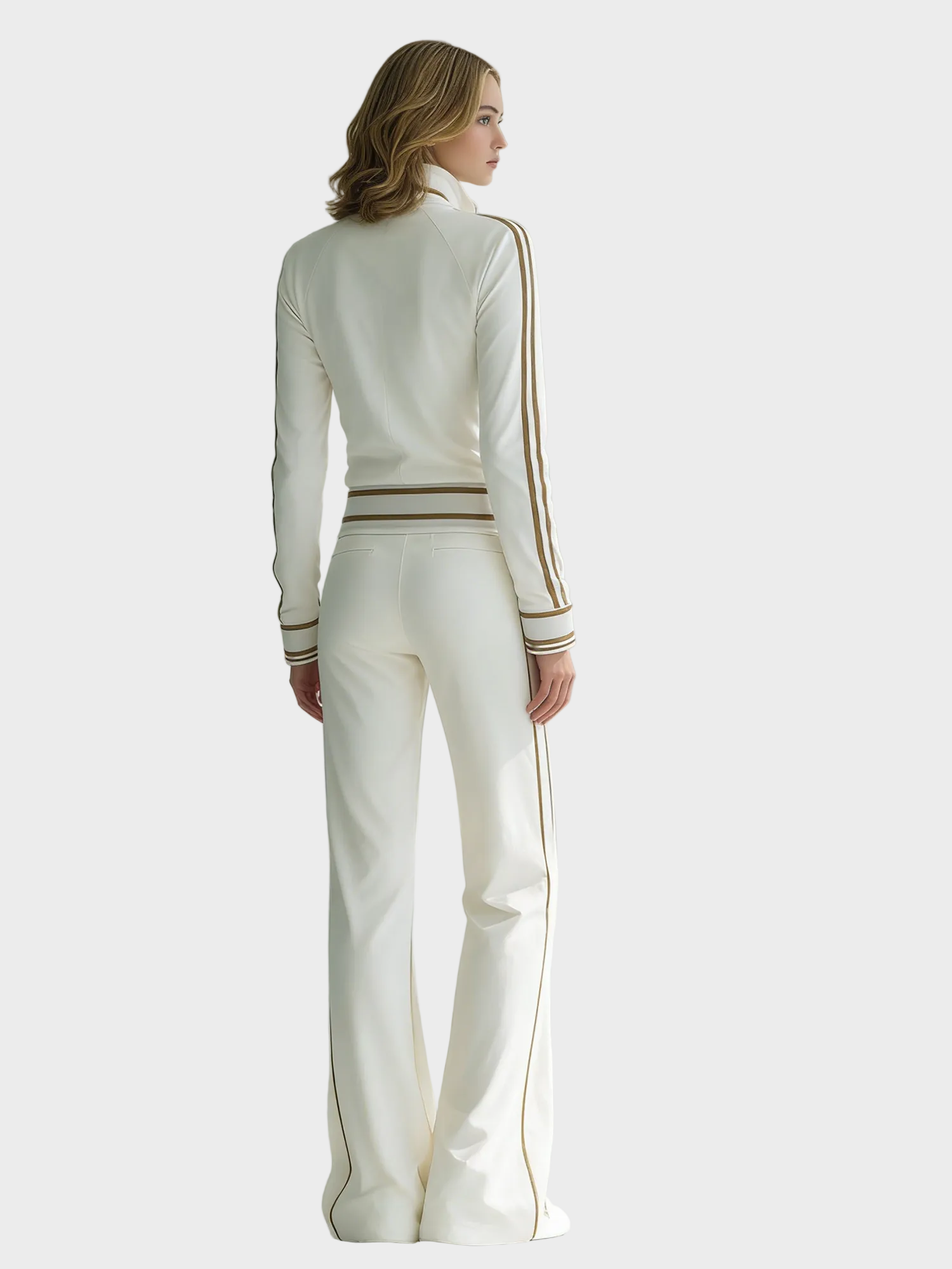 Zinia | Women's Stylish Casual White Long-sleeved Top And Trousers Set