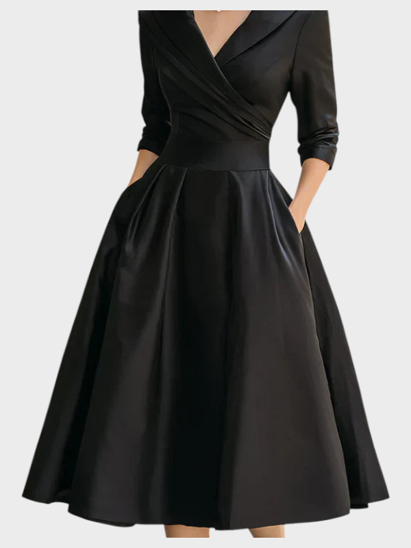 Gabriella | Elegant Midi Dress with Sophisticated Details and Practical Pockets