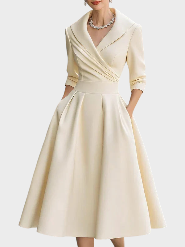 Gabriella | Elegant Midi Dress with Sophisticated Details and Practical Pockets