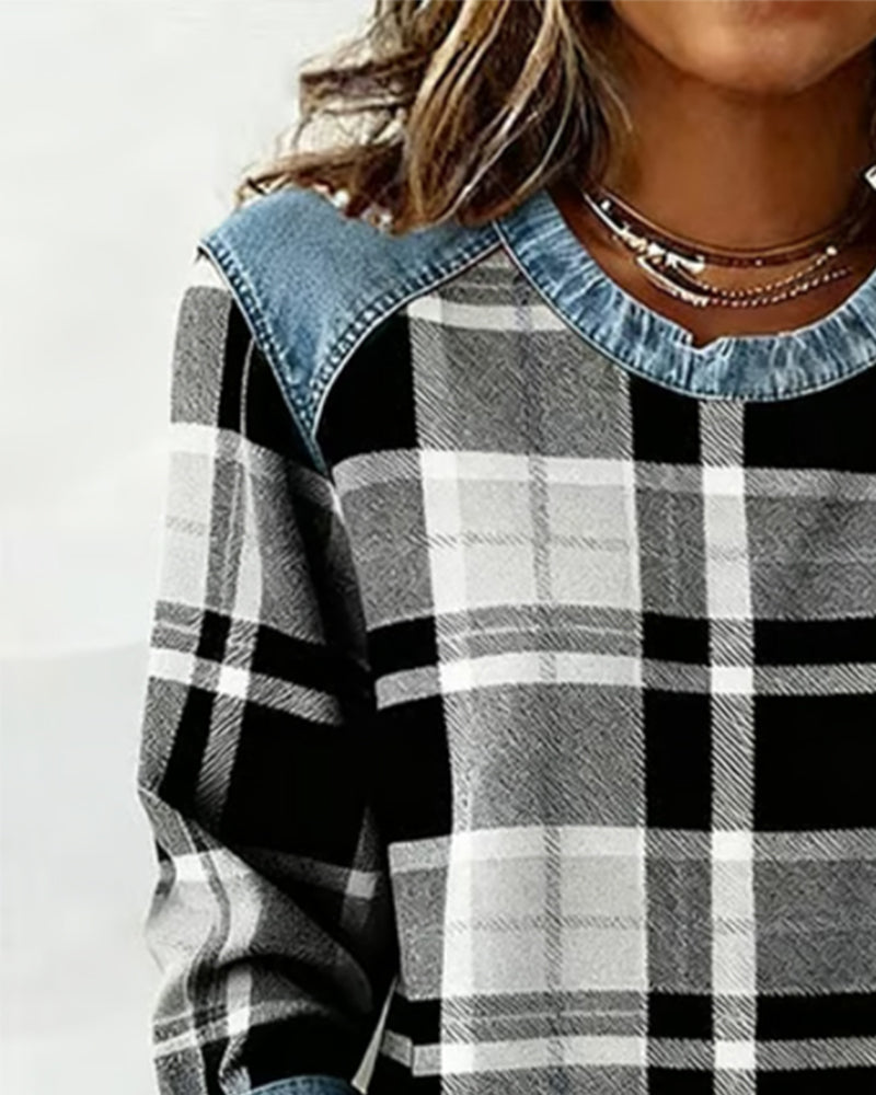 Ivy | Sweatshirt with plaid patches
