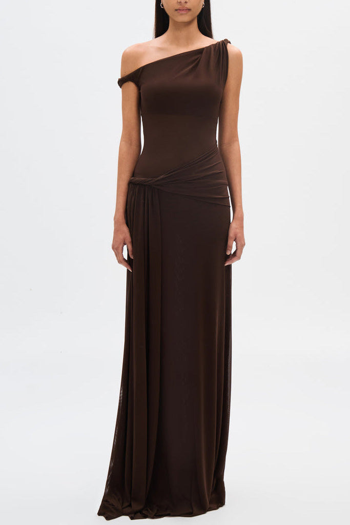 Eranda Mesh Drape Maxi Dress