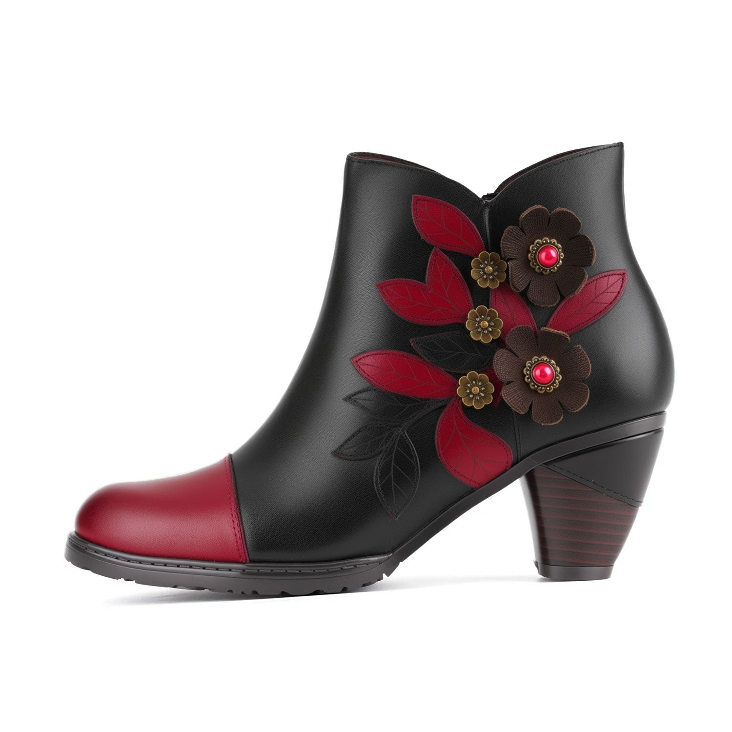 Brooklyn - Retro Boho Floral Charm Ankle Boots