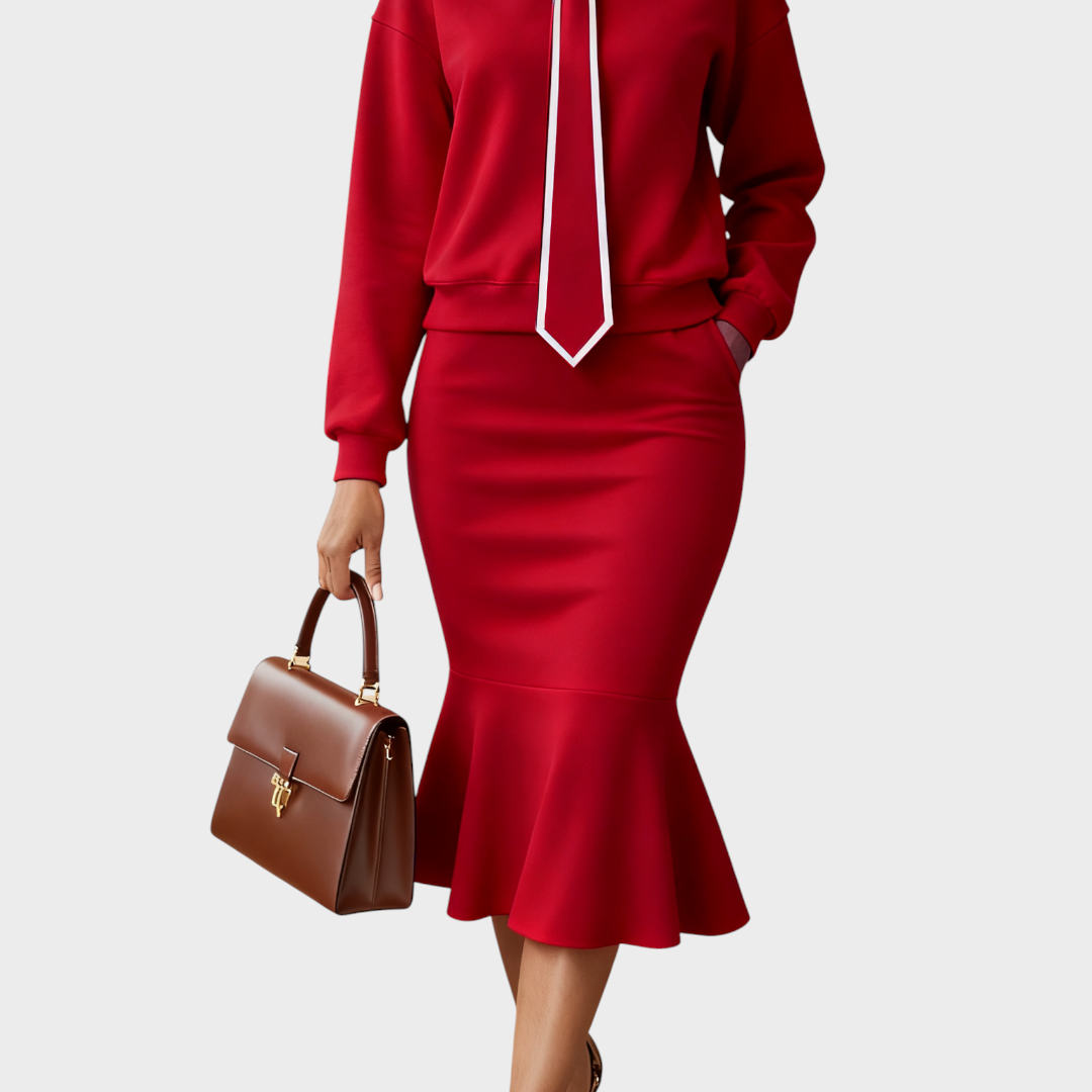 Sabrina | Black and white patterned crew neck sweatshirt