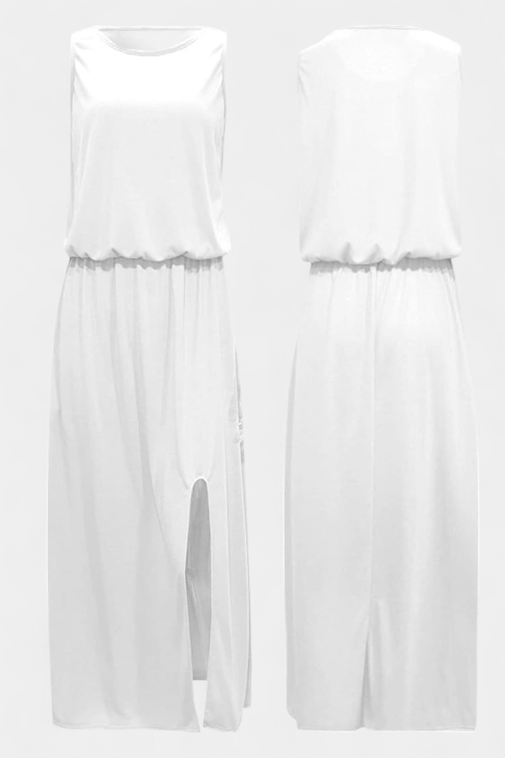 Dianne Sleeveless dress with side slit and loose silhouette