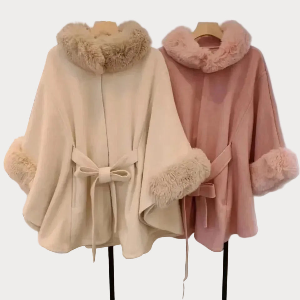 Leilany | Luxury Winter Capes with Fur Details in Pink
