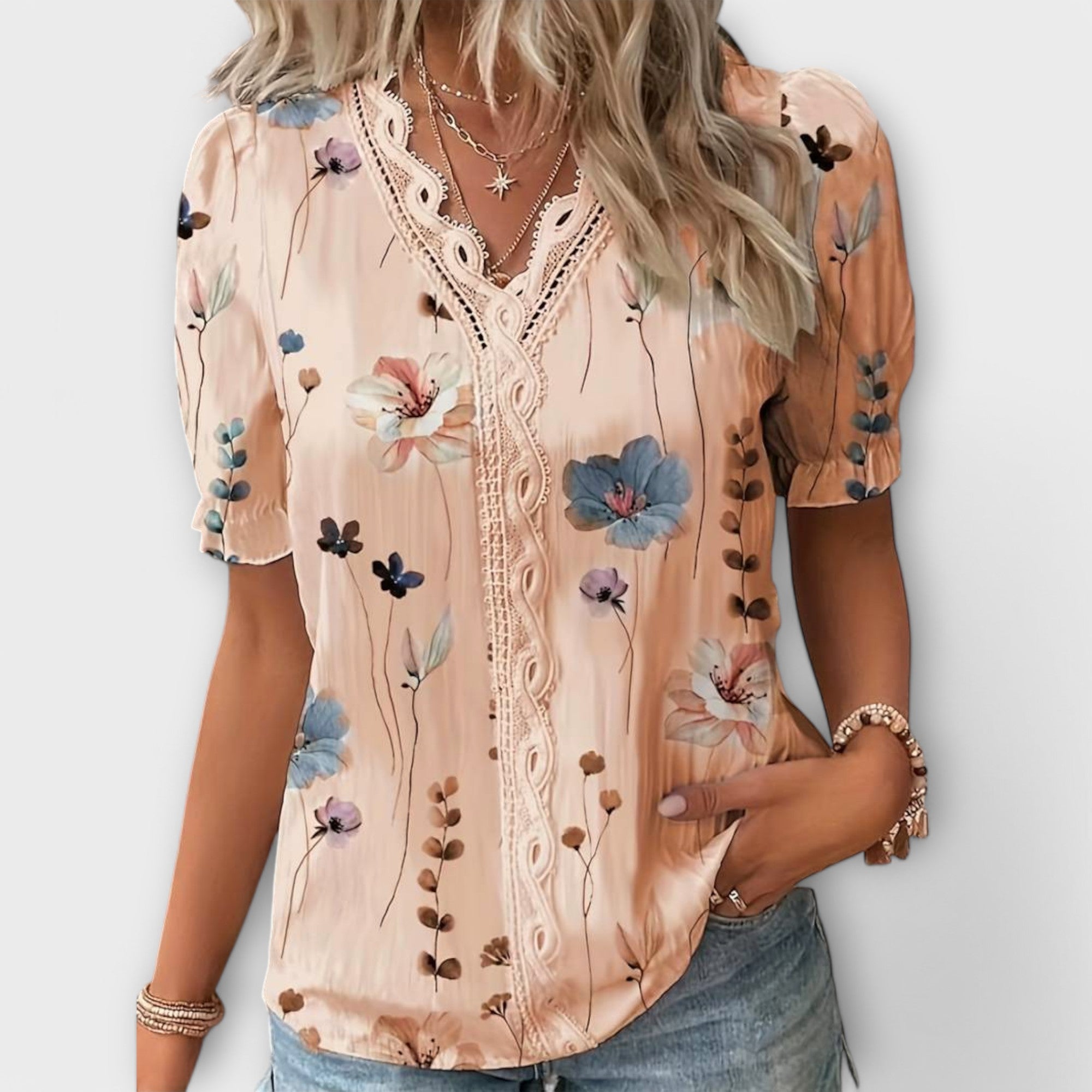 Emily - Fashion blouse with V-neckline