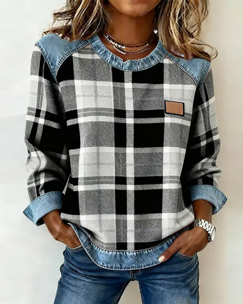 Ivy | Sweatshirt with plaid patches