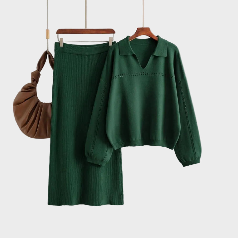 Aster - Premium Woolen Coord Set - Sweater with Skirt
