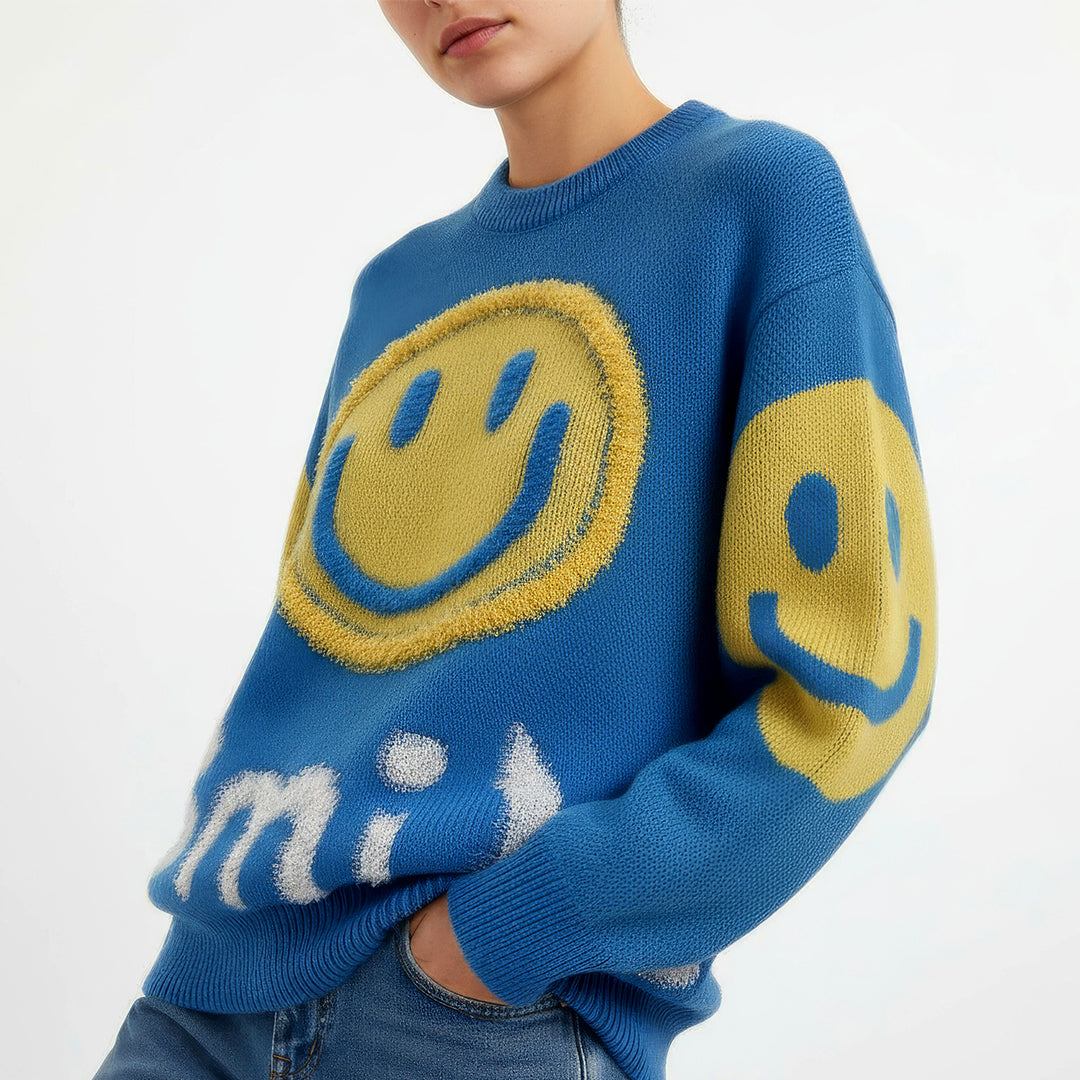 Paula - Oversized Fuzzy Smile Sweater