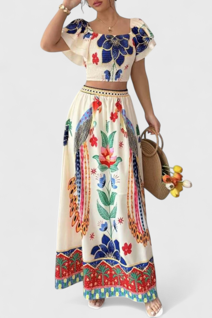 Itzel Bohemian Set with Ethnic Print