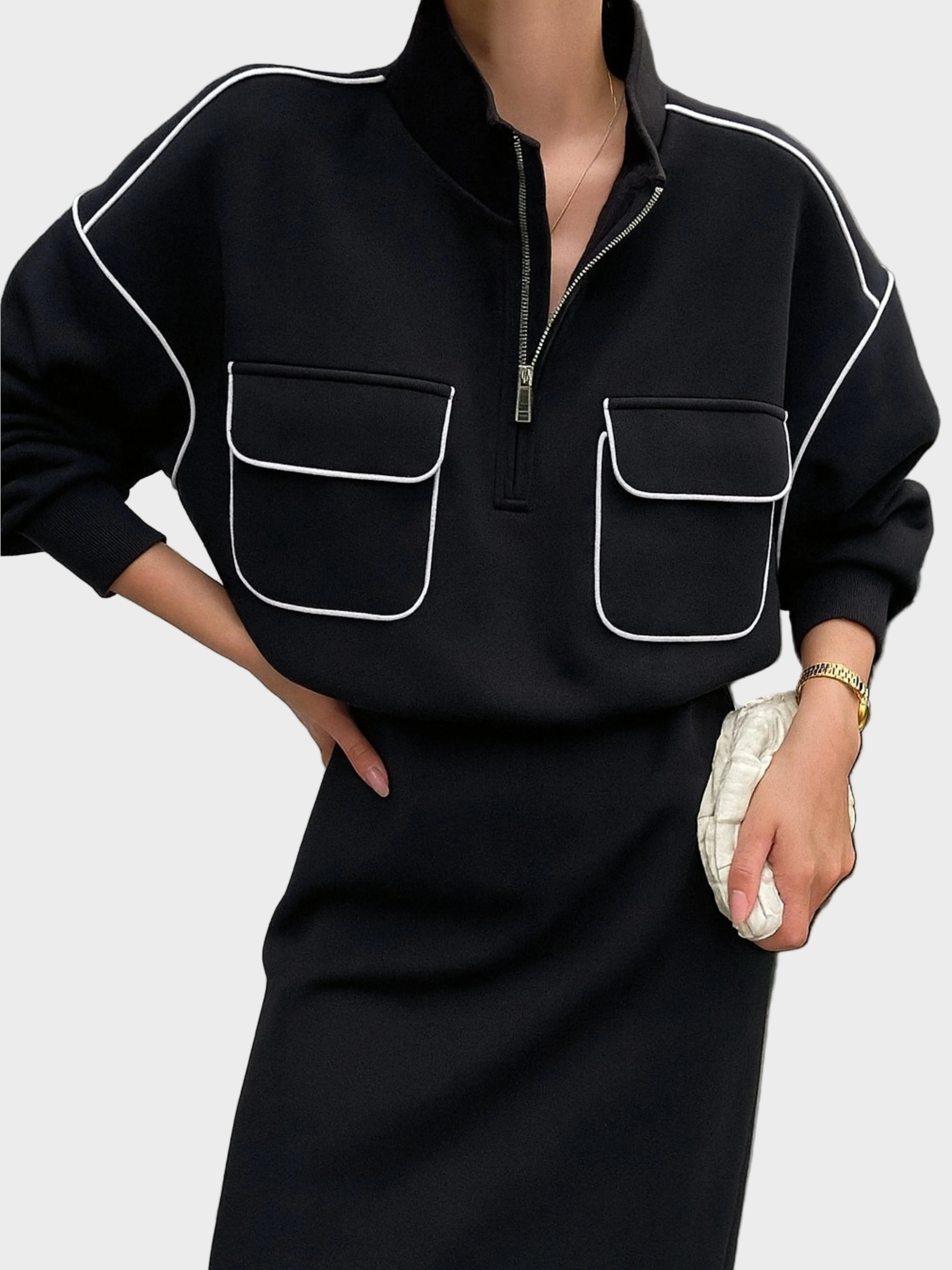 Cayla | Autumn Pullover with Zipper and Contour Line