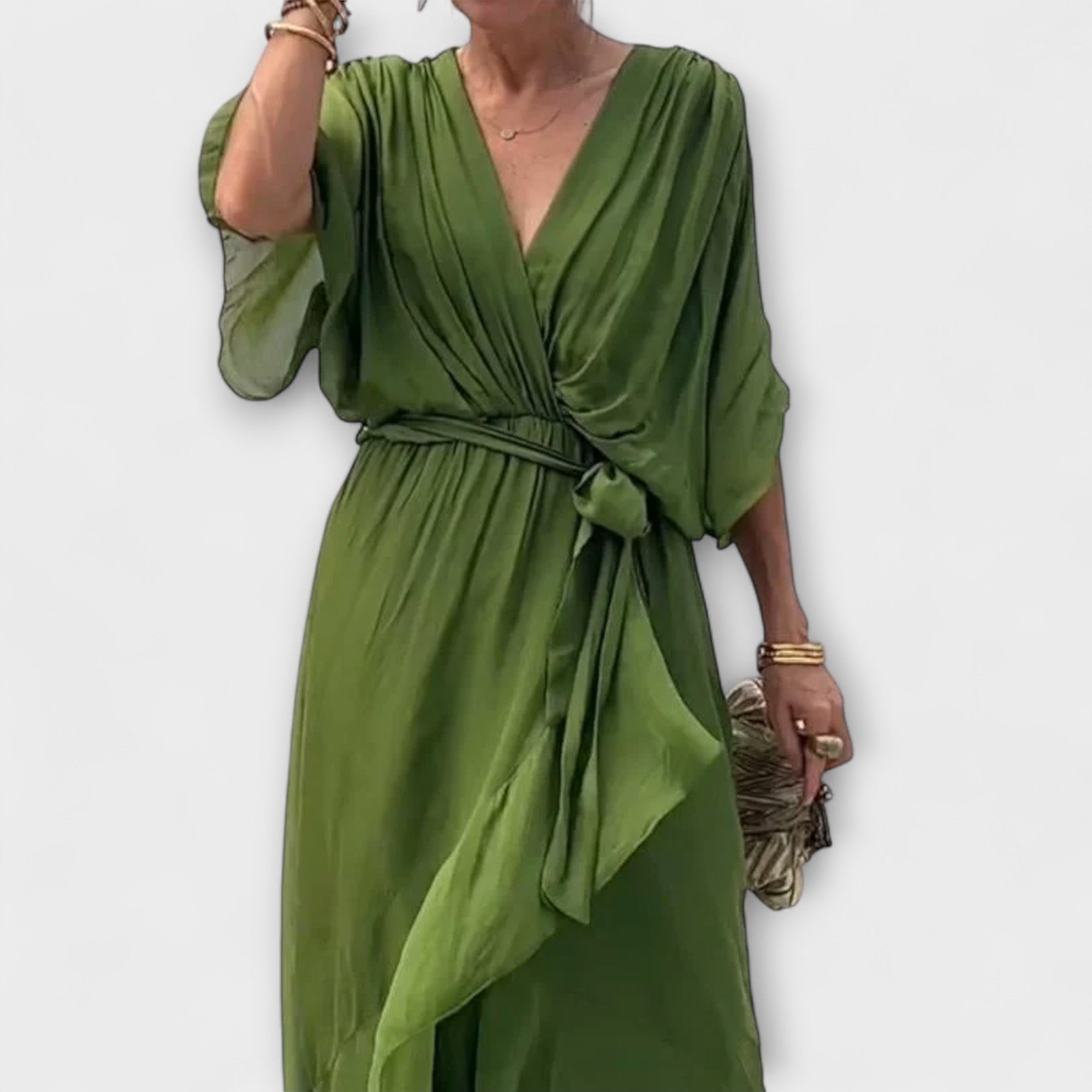 Amoura — Chiffon Dress with V Neckline