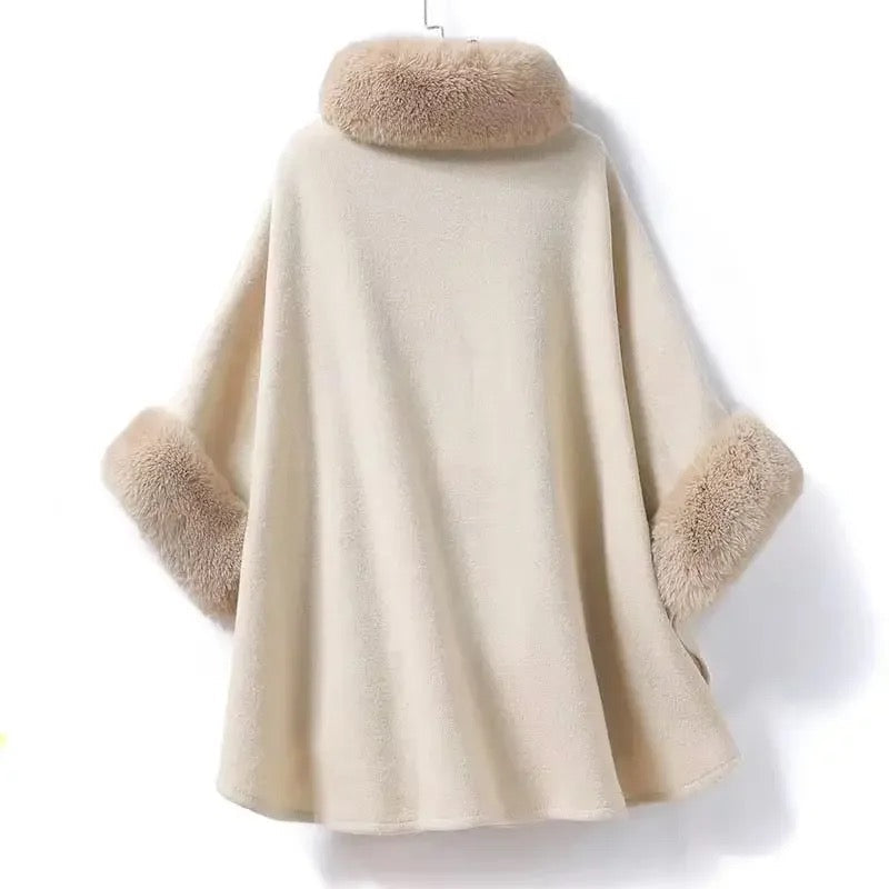 Violetta | Luxurious Winter Capes with Fur Details in Beige