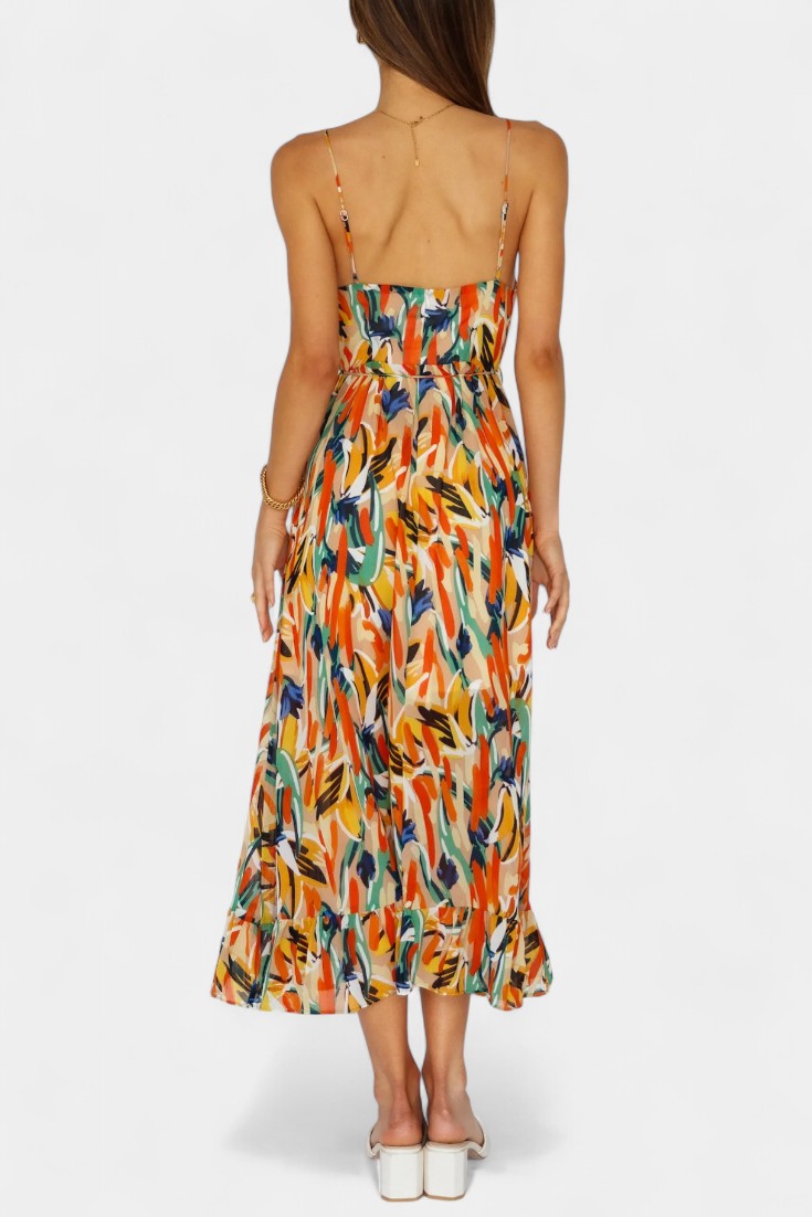 Fiona Midi Dress with Vibrant Pattern