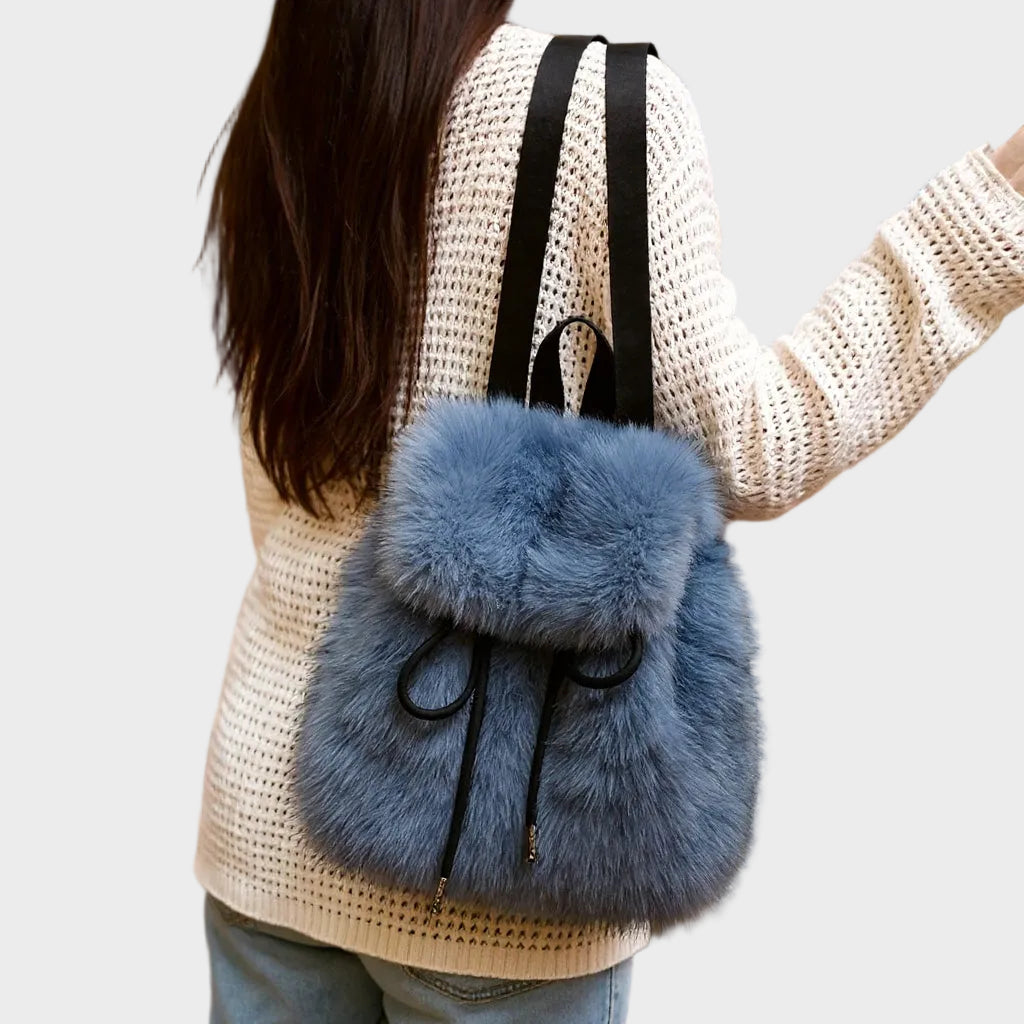 Bernice | Faux Fur Drawstring Backpack