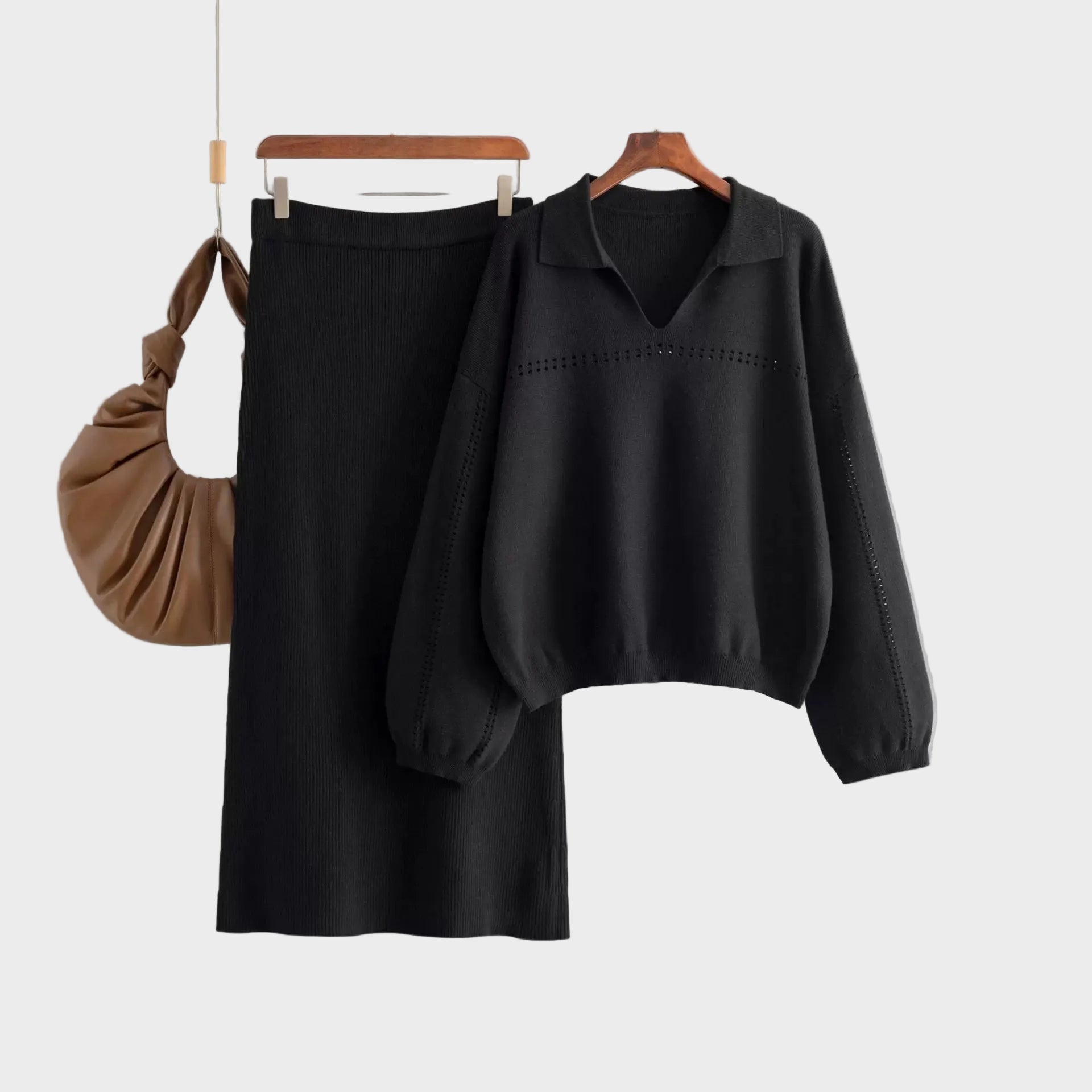 Aster - Premium Woolen Coord Set - Sweater with Skirt