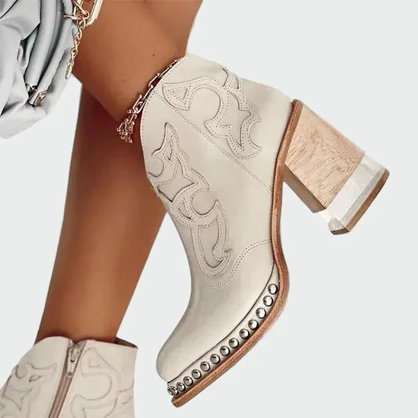 Embroidered leather boots