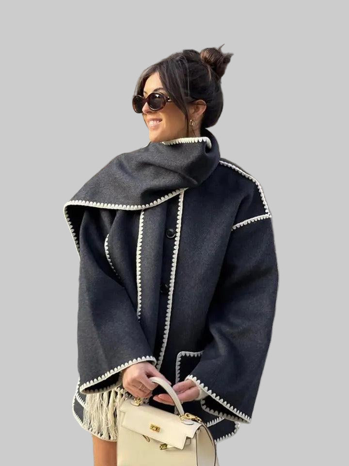 Cora Large Wool Jacket with Scarf