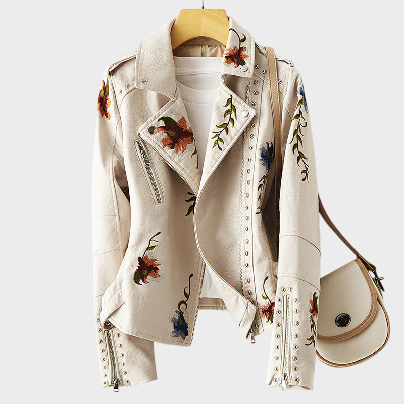 Elara | Embroidered Motorcycle Jacket