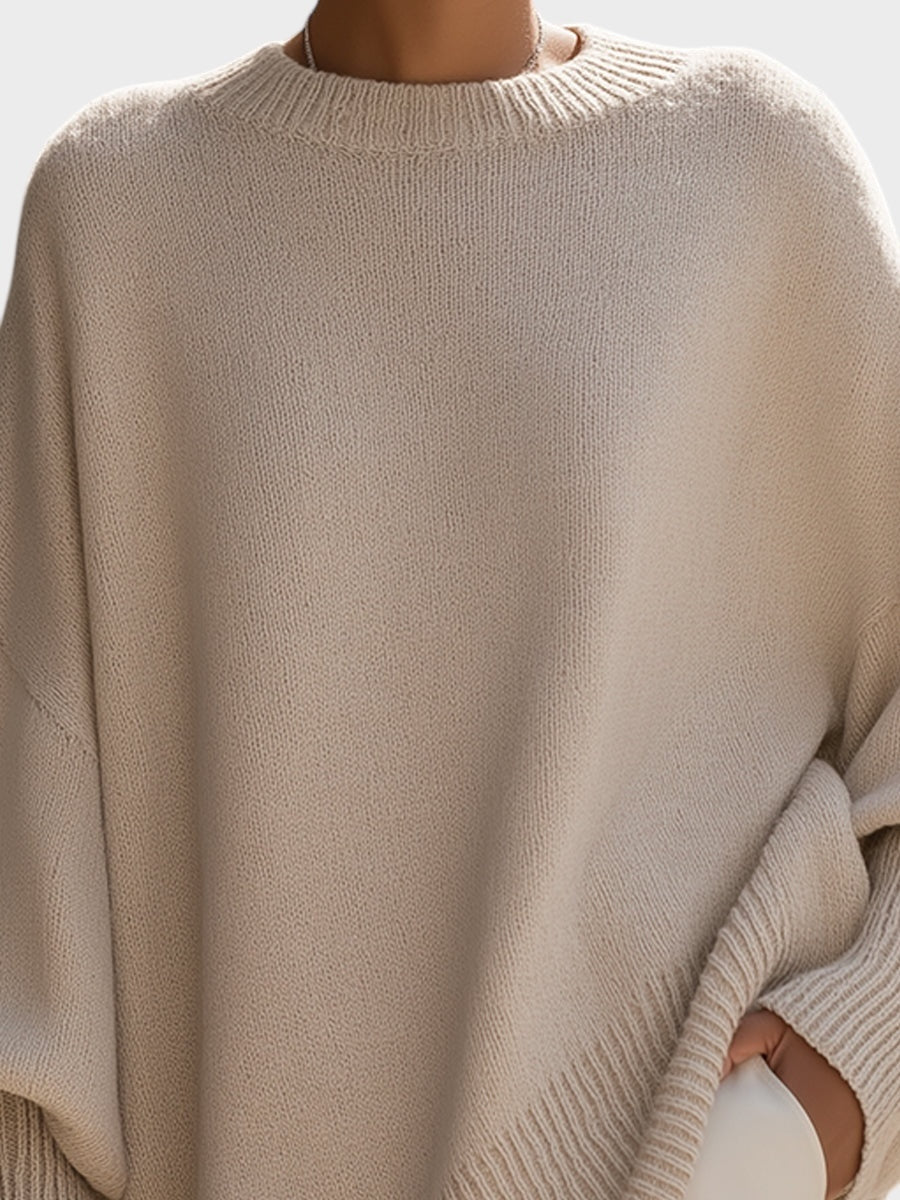 Knitted Poncho Sweater in Wide Line