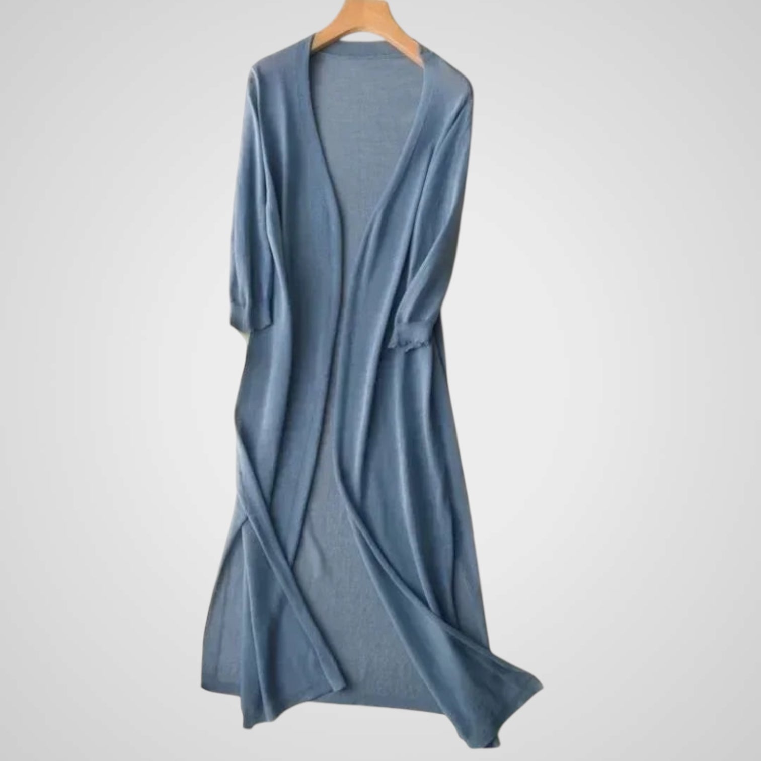 Wendy | Women's Long Cardigan - Lightweight Knit - 3/4 Sleeve - Overlay Required