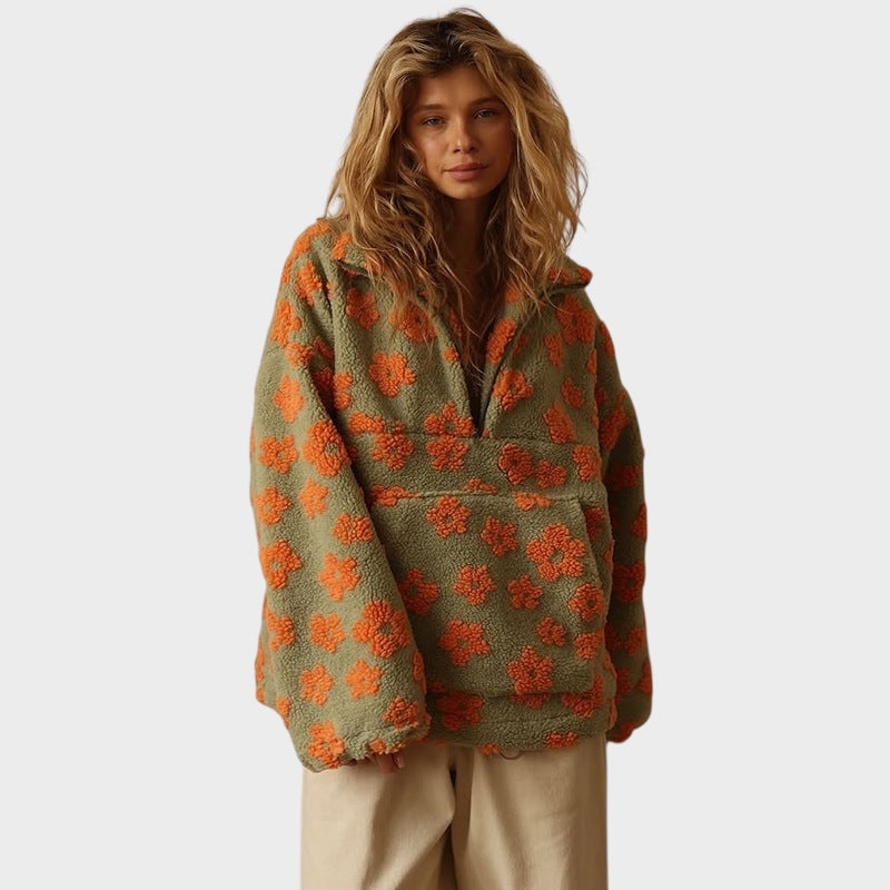 Daisy - Fleece sweatshirt with floral pattern