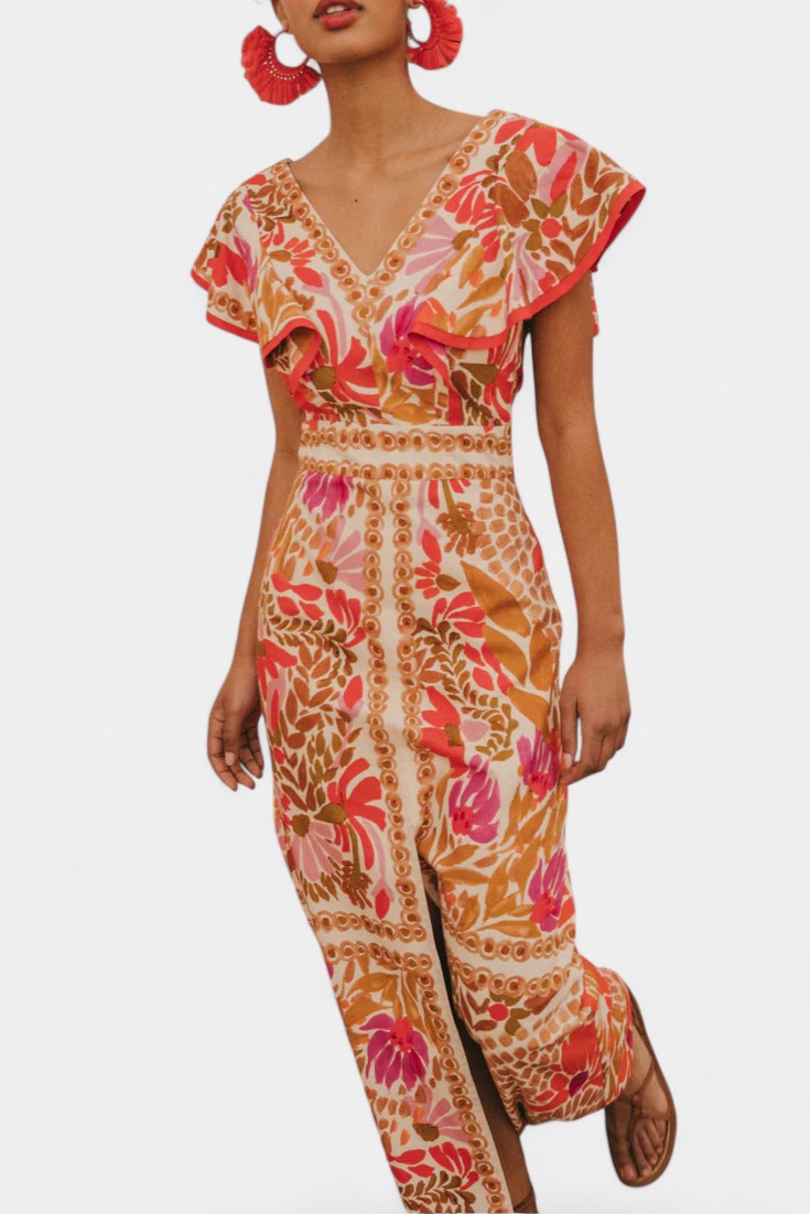 Suzanne Maxi Floral Dress with Vibrant Colors