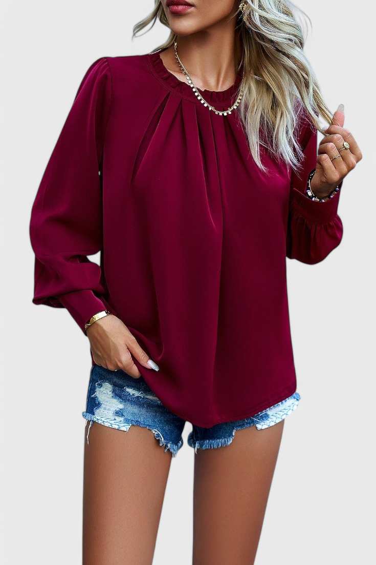 Dottie Long Sleeve Blouse with Lace Collar