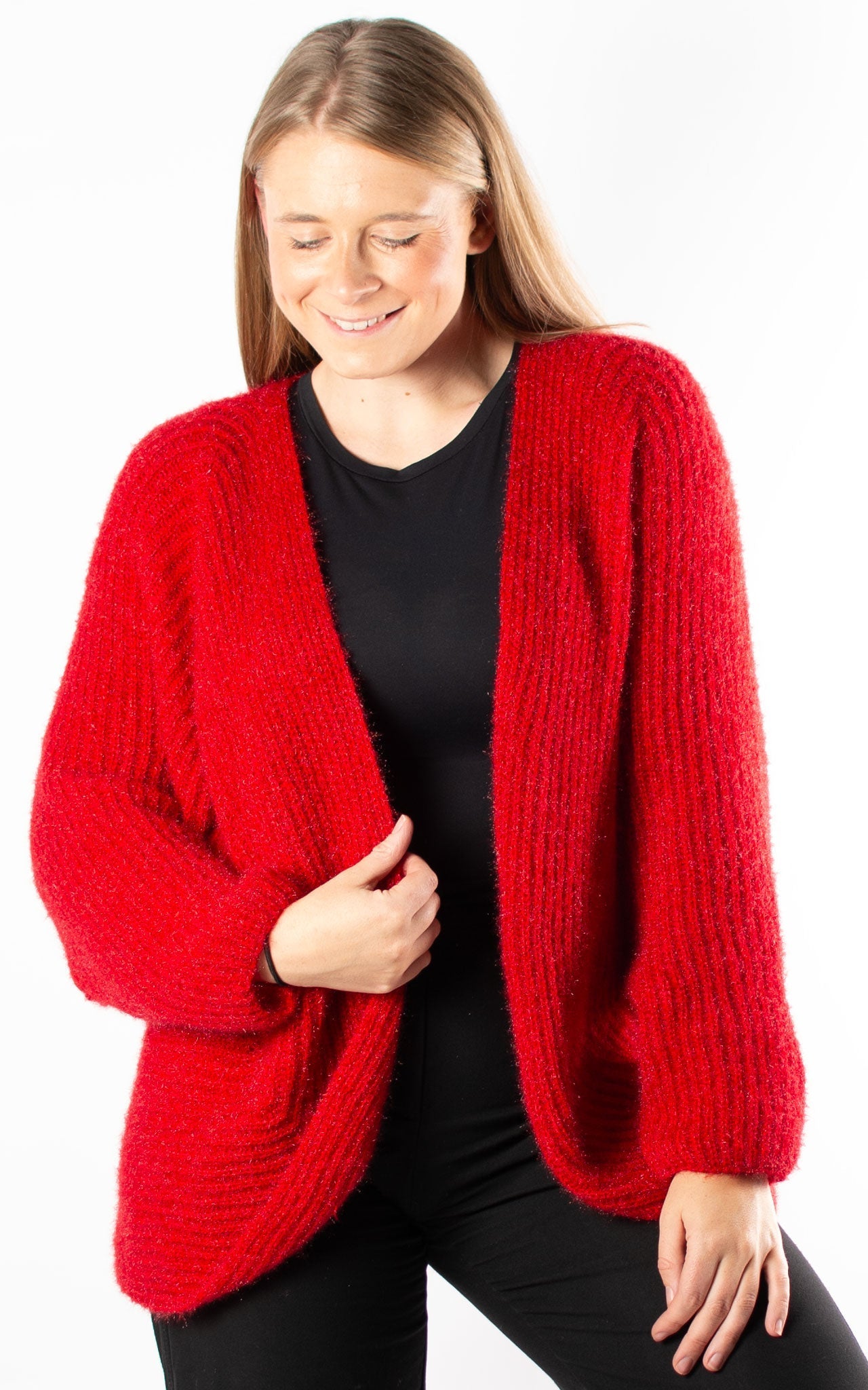 Vanilla | Open Knit Cardigan | Red