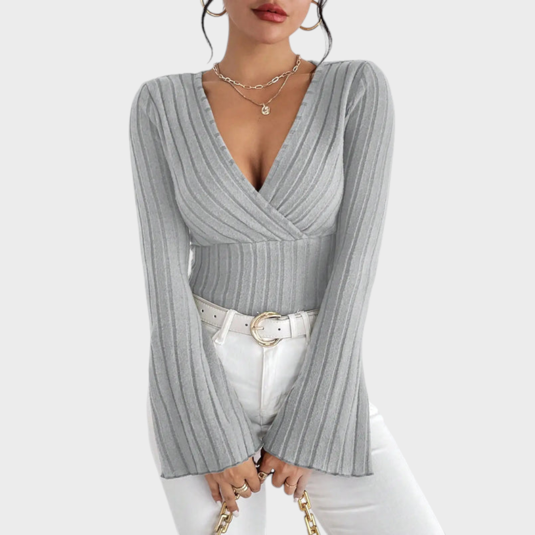 Audrie | V-neck Bell-Bottom Blouse