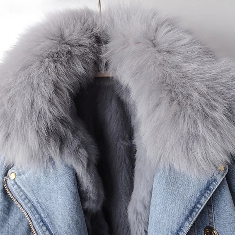 Margaux | Luxurious Fox Fur Denim Jacket