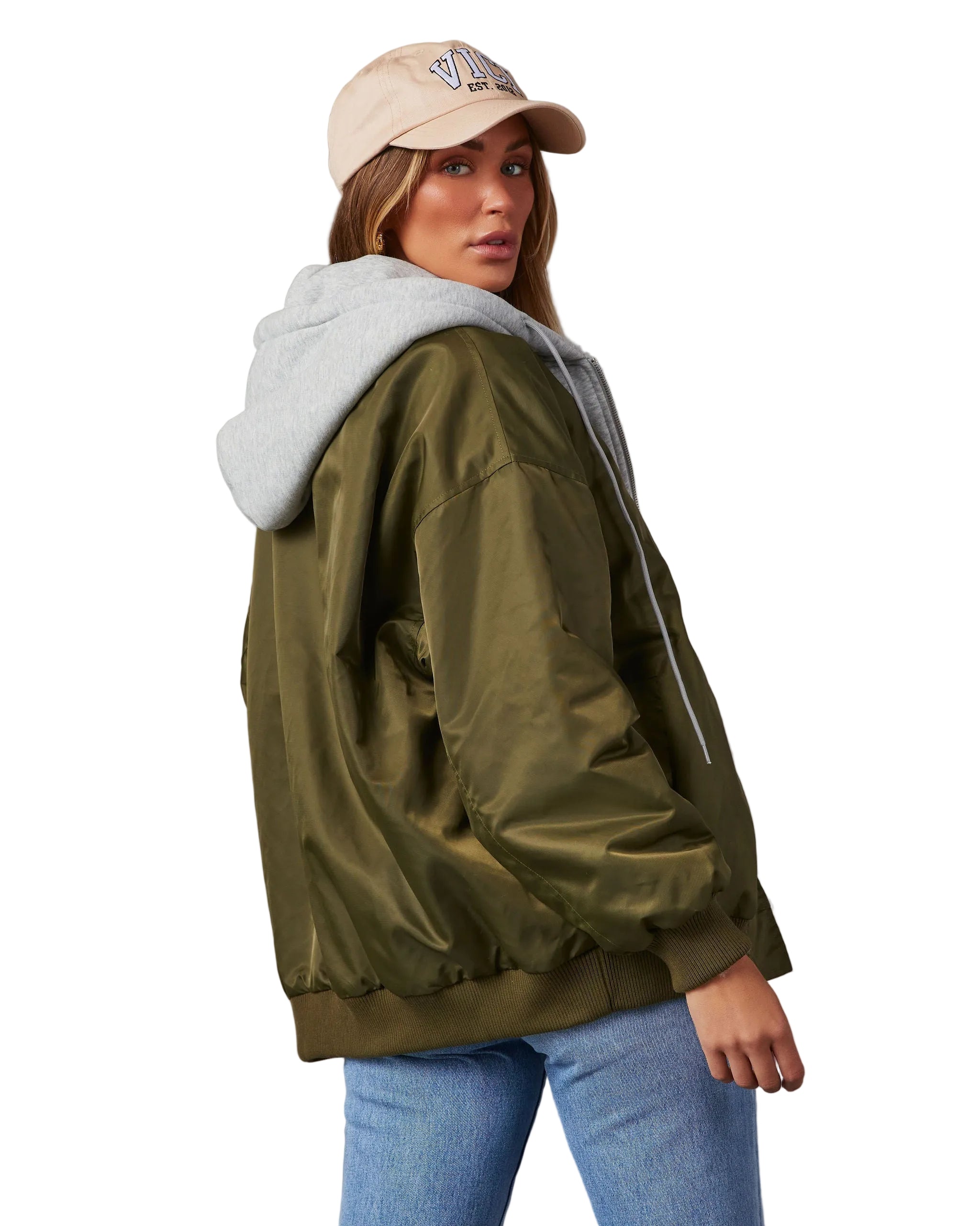 Cassandra - Campus Oversized Hooded Bomber Jacket
