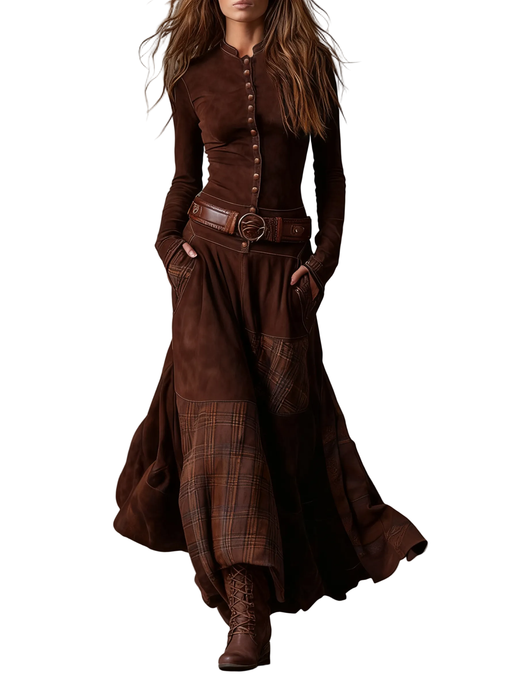 Izabella - Suede Maxi Dress