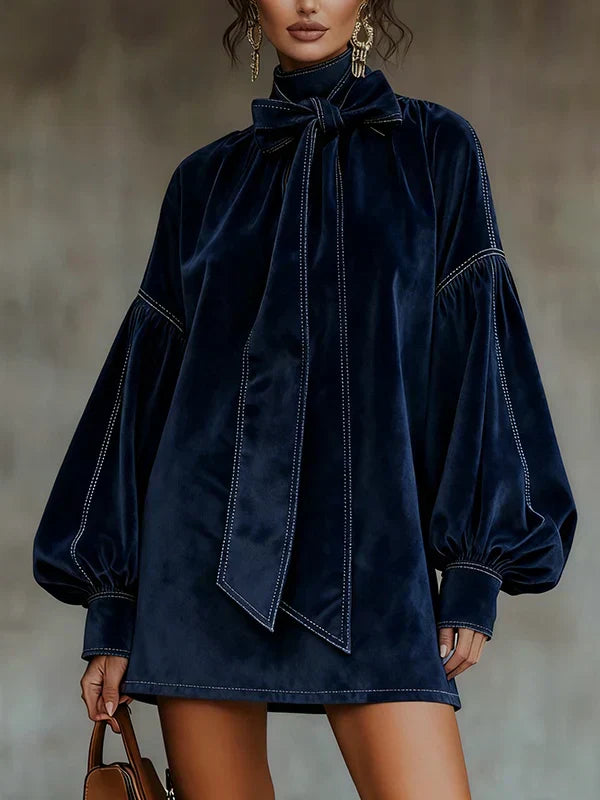 Deborah | Velvet Mini Dress with Puff Sleeves