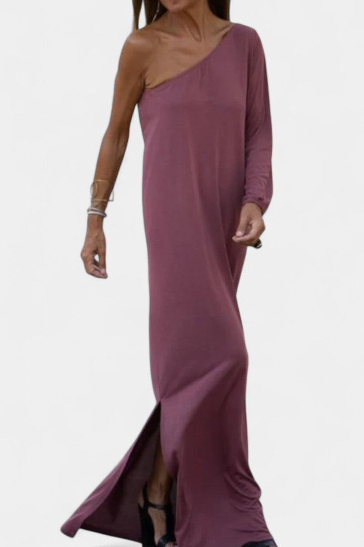 Maddie Elegant One-Shoulder Midi Dress