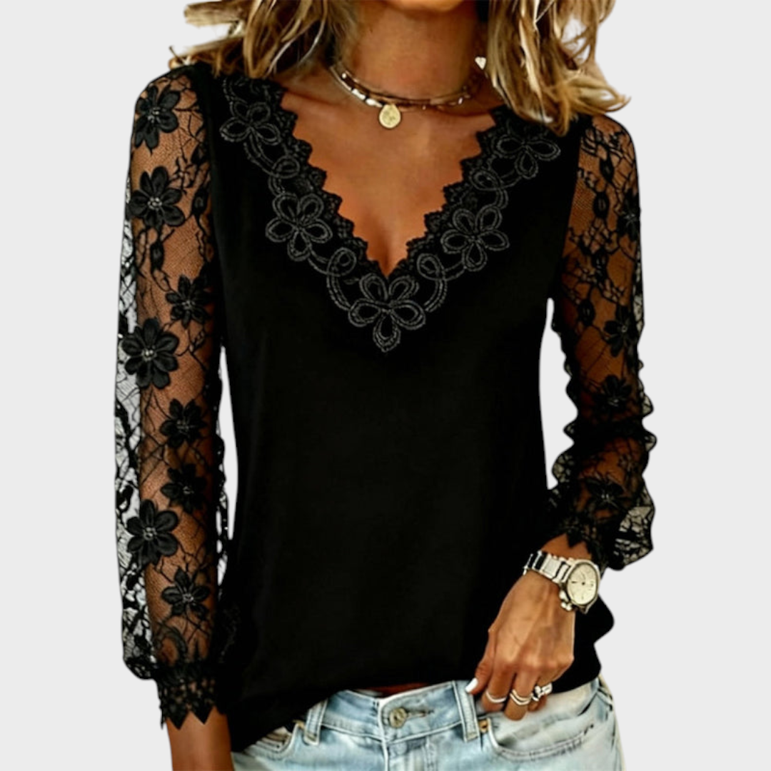 Ryzza | Modern Long Sleeve V-Neck Blouse