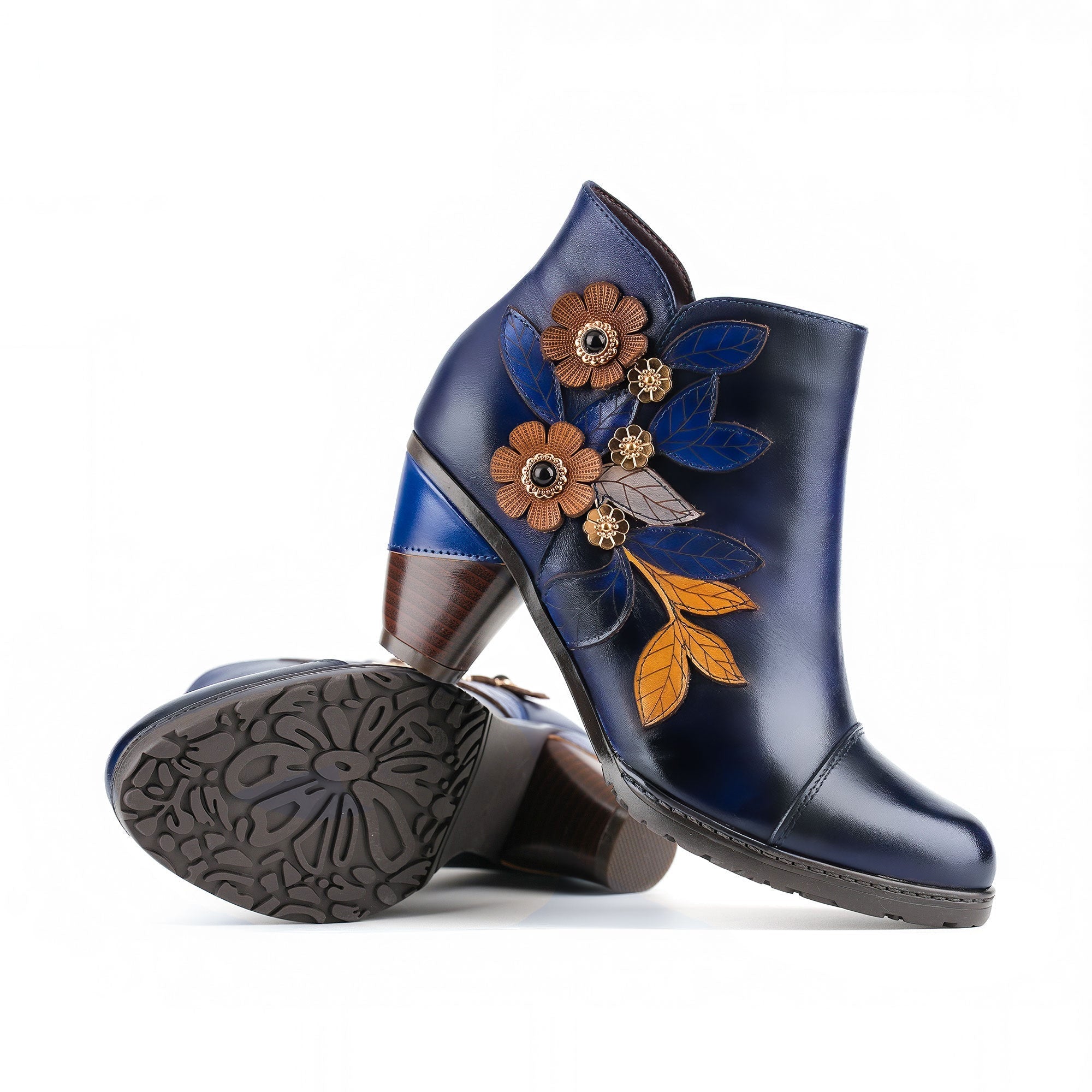 Brooklyn - Retro Boho Floral Charm Ankle Boots