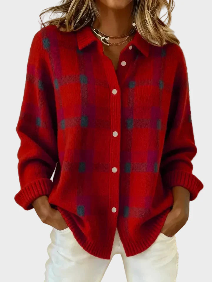 Valeria | Casual Contrast Retro Plaid Sweater