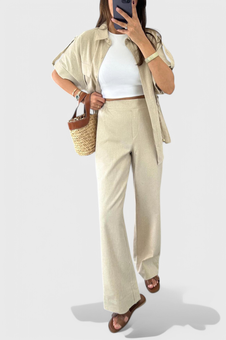 Lani Loose Two-Piece Set with Shirt and Pants