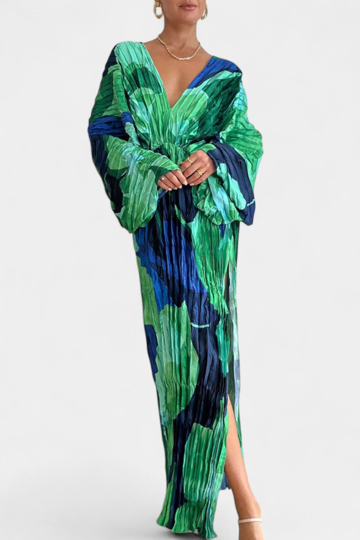 Rebecca Maxi Dress with Cutout and Pleats