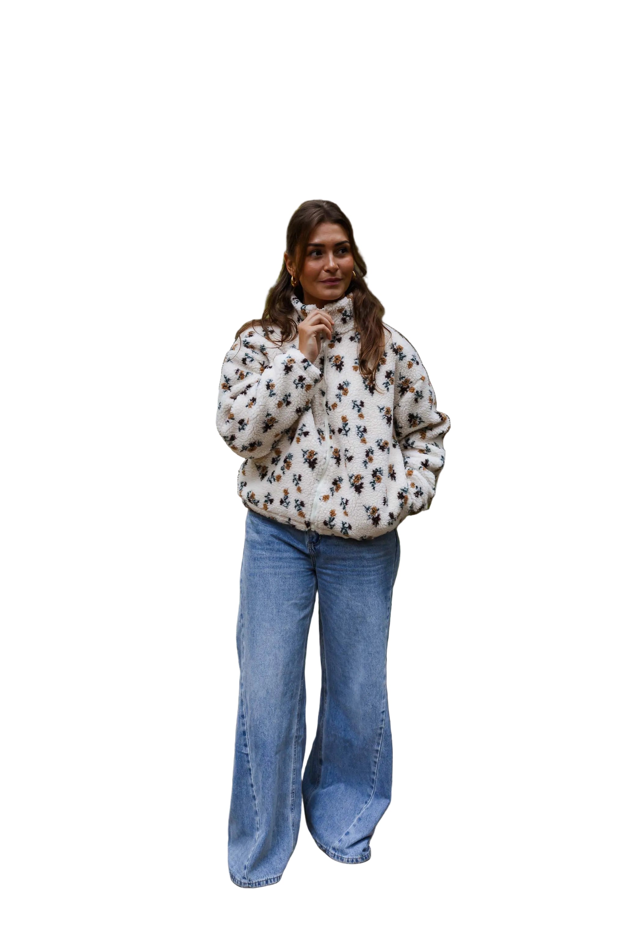 Ecru - Floral Alice Fleece Jacket