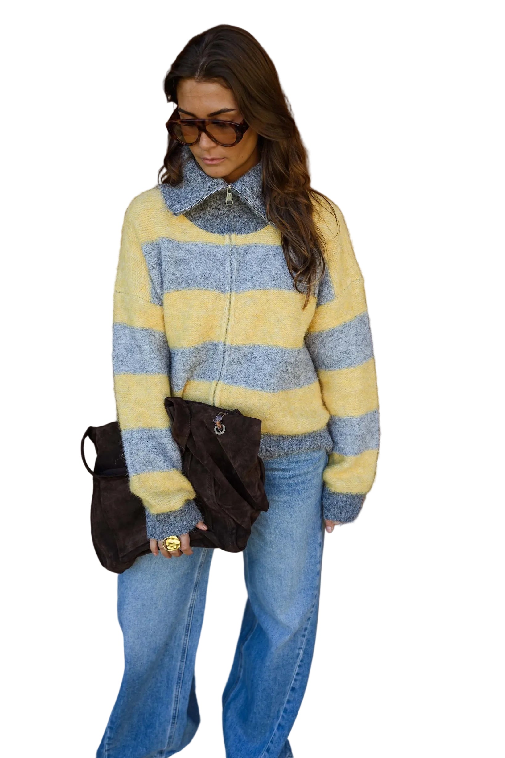 Luciana - Grey and Yellow Mayfair Cardigan