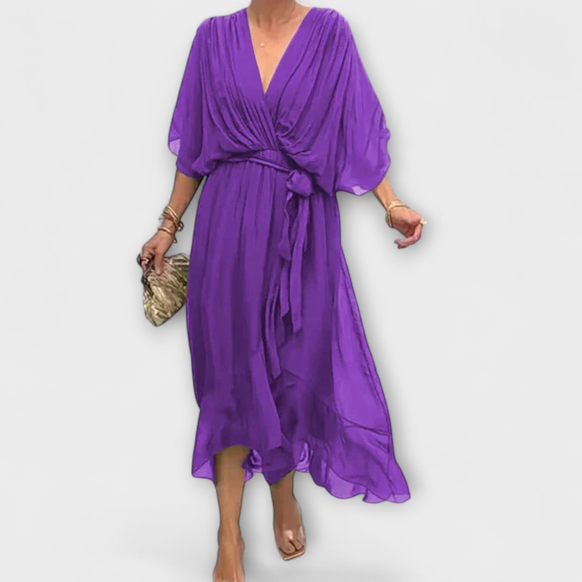 Amoura — Chiffon Dress with V Neckline