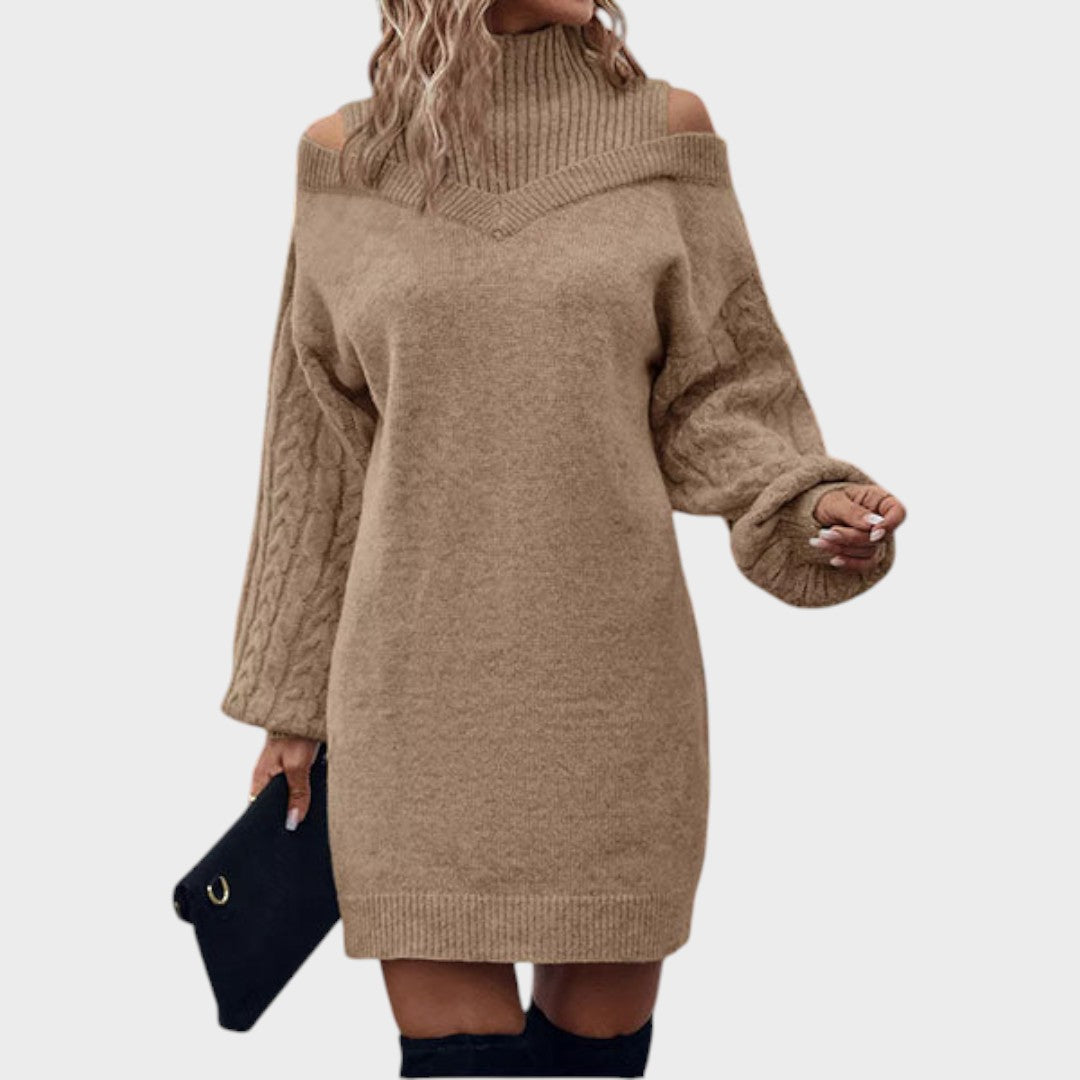 Ninia | Sweater Dress with Fashion and Open Shoulders