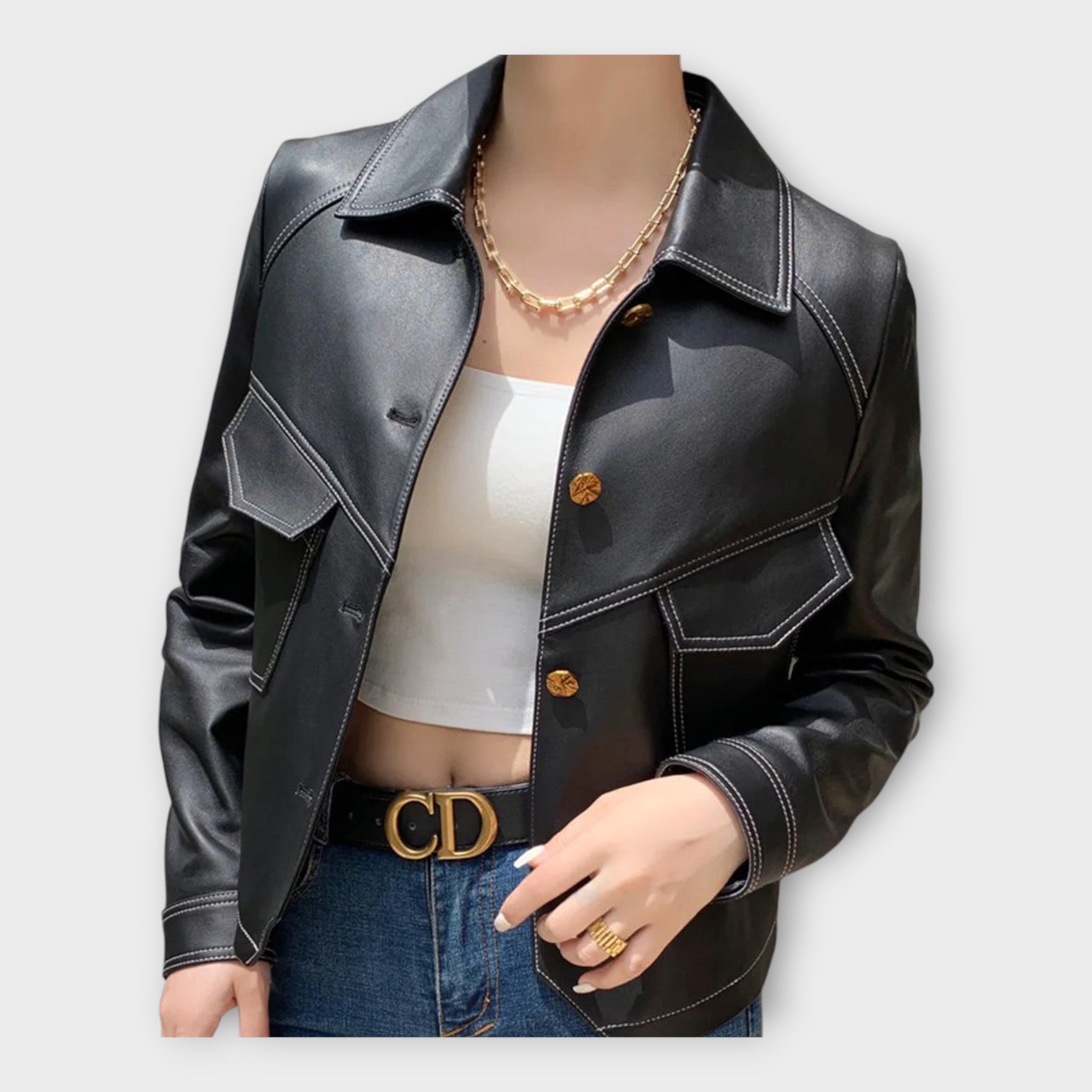 Stylish Leather Jacket with Modern Design and Sophisticated Aesthetics