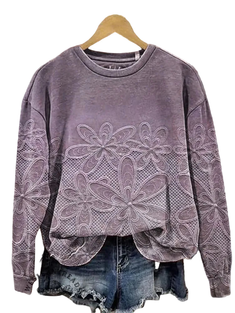 Ananya - Vintage Floral Art Print Casual Sweatshirt