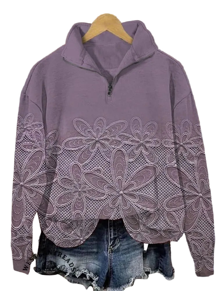 Ananya - Vintage Floral Art Print Casual Sweatshirt