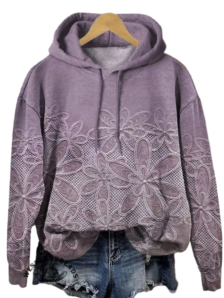 Ananya - Vintage Floral Art Print Casual Sweatshirt