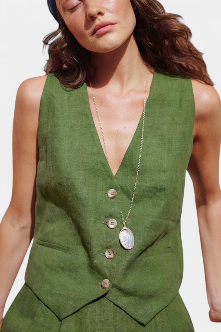 ennifer Linen Cotton Vest and Shorts Set