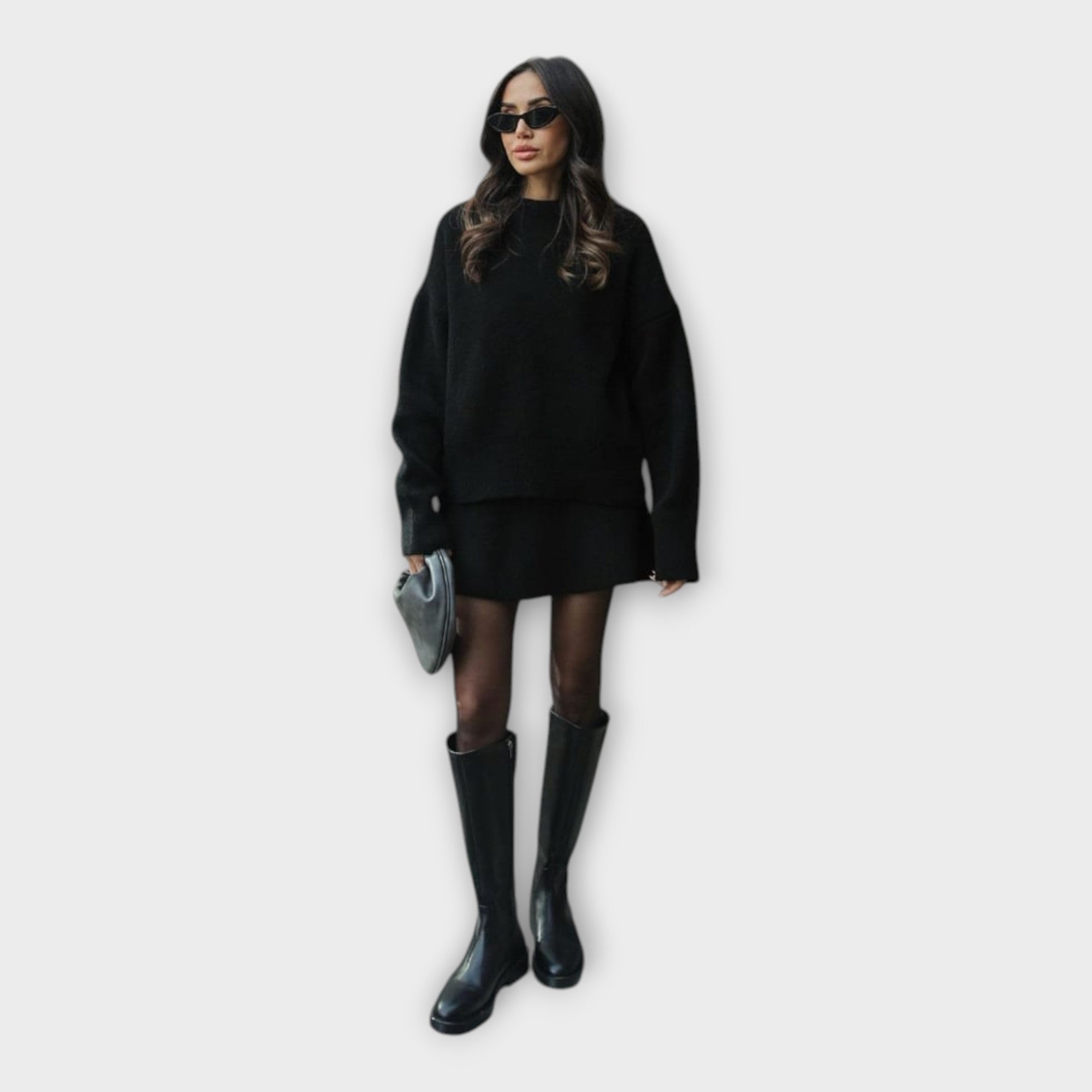 Knitted Blouse and Skirt Set with a Modern Line